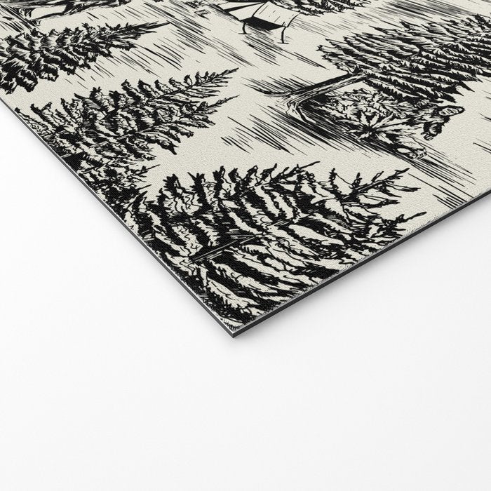 Bigfoot / Sasquatch Toile de Jouy in Black Welcome Mat Gallery Image 2