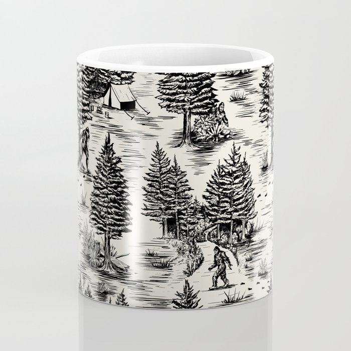 Bigfoot / Sasquatch Toile de Jouy in Black Coffee Mug Gallery Image 4