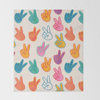 Peace And Victory Hand Sign In Rainbow Colours Pattern Throw Blanket Gallery Image 2