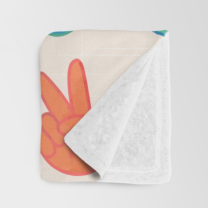 Peace And Victory Hand Sign In Rainbow Colours Pattern Throw Blanket Gallery Image 3