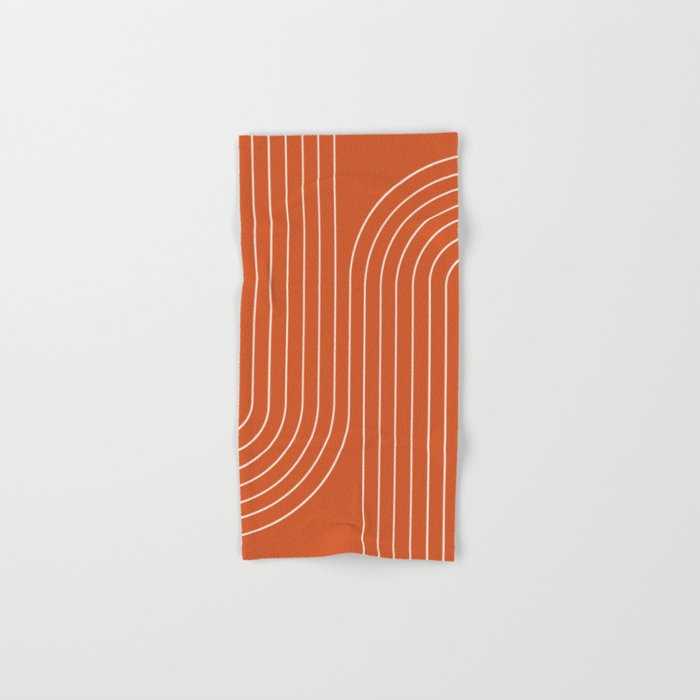 Minimal Line Curvature IX Red Mid Century Modern Arch Abstract Hand & Bath Towel Gallery Image 1