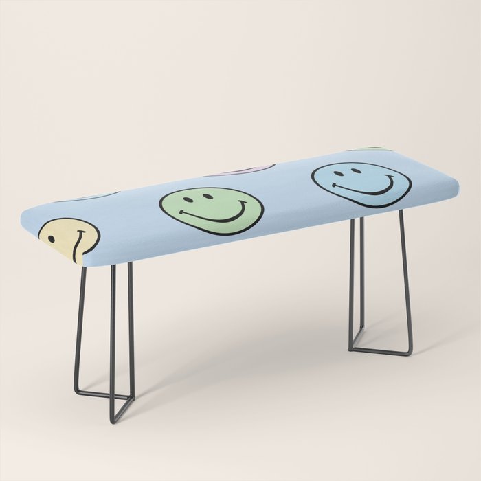 Pastel Blue Colorful Smiley Faces Bench Gallery Image 1