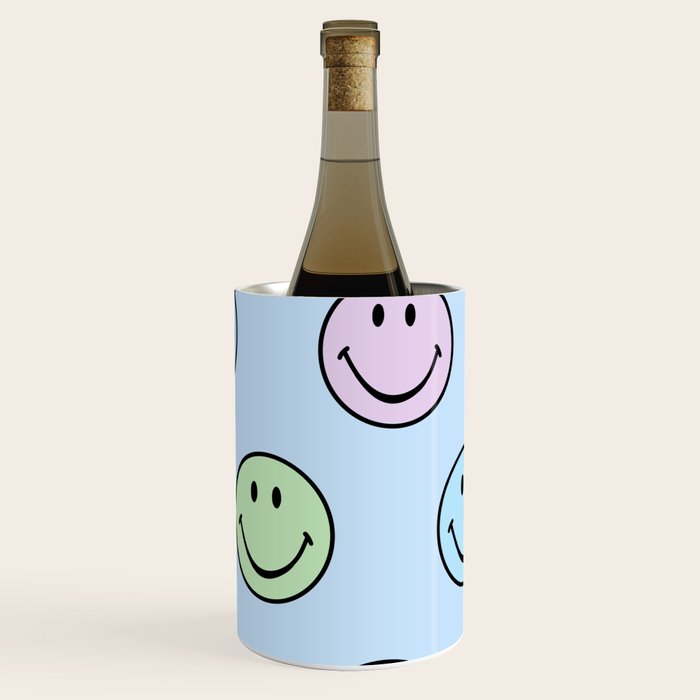 Pastel Blue Colorful Smiley Faces Wine Chiller Gallery Image 1
