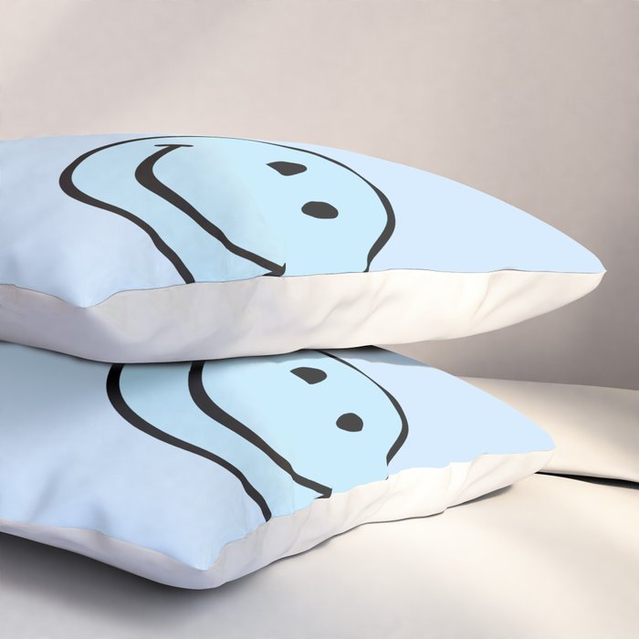 Pastel Blue Colorful Smiley Faces Pillow Sham Gallery Image 3