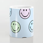 Pastel Blue Colorful Smiley Faces Coffee Mug Gallery Image 4