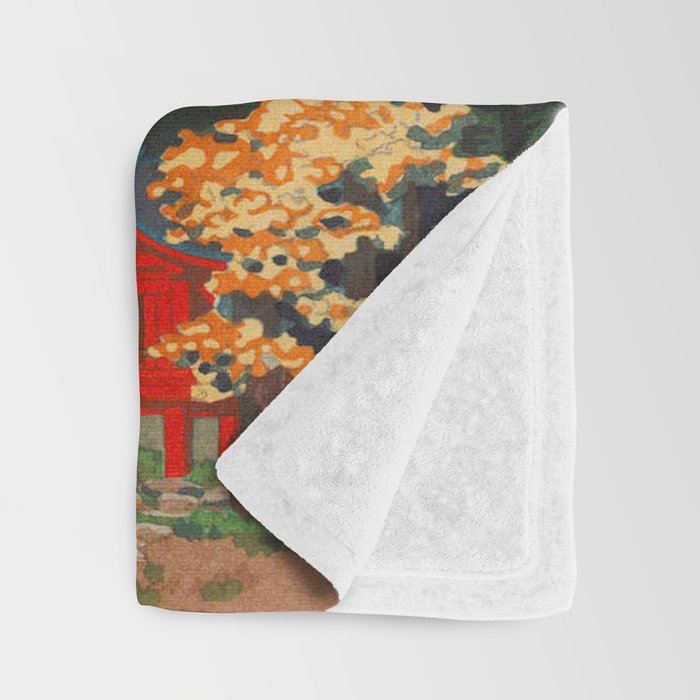 Tsuchiya Koitsu Vintage Japanese Woodblock Print Fall Autumn Mount Fuji Throw Blanket Gallery Image 3