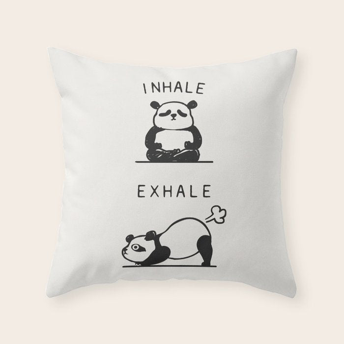 Inhale Exhale Panda Throw Pillow Gallery Image 6