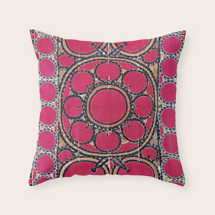 Tashkent Suzani Uzbekistan  Antique Carpet Throw Pillow Gallery Image 6