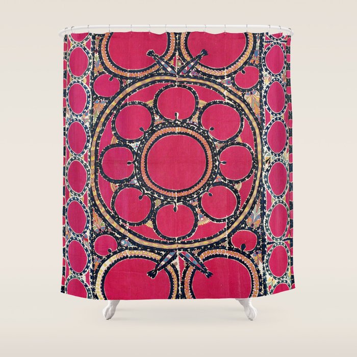 Tashkent Suzani Uzbekistan  Antique Carpet Shower Curtain Gallery Image 1