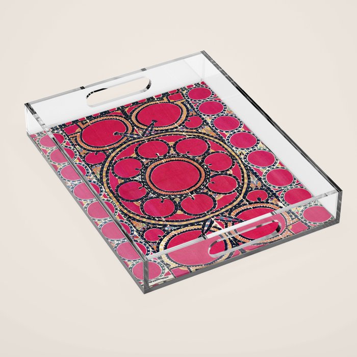 Tashkent Suzani Uzbekistan  Antique Carpet Acrylic Tray Gallery Image 1