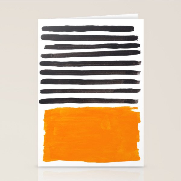 Minimalist Mid Century Mango Shade Black Lines Sunset Landscape Fun Stationery Card Gallery Image 2