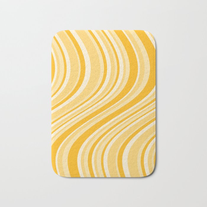 Wavy Stripes XXII - Golden Sunshine Yellow Bath Mat Gallery Image 1