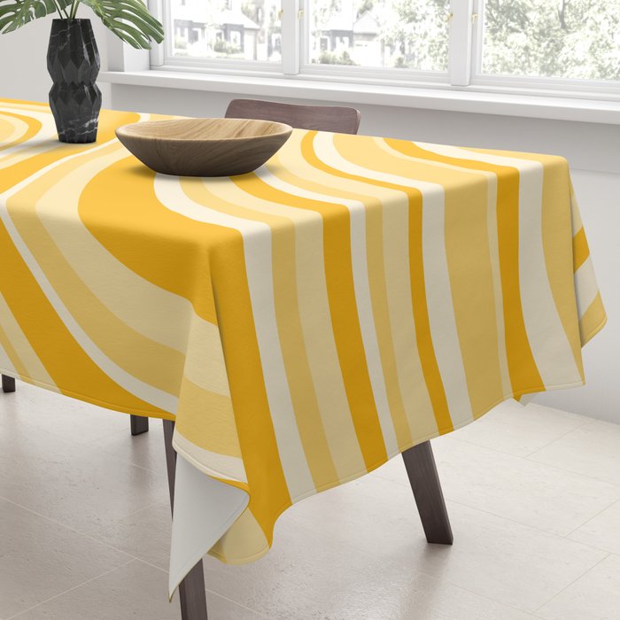Wavy Stripes XXII - Golden Sunshine Yellow Tablecloth Gallery Image 3