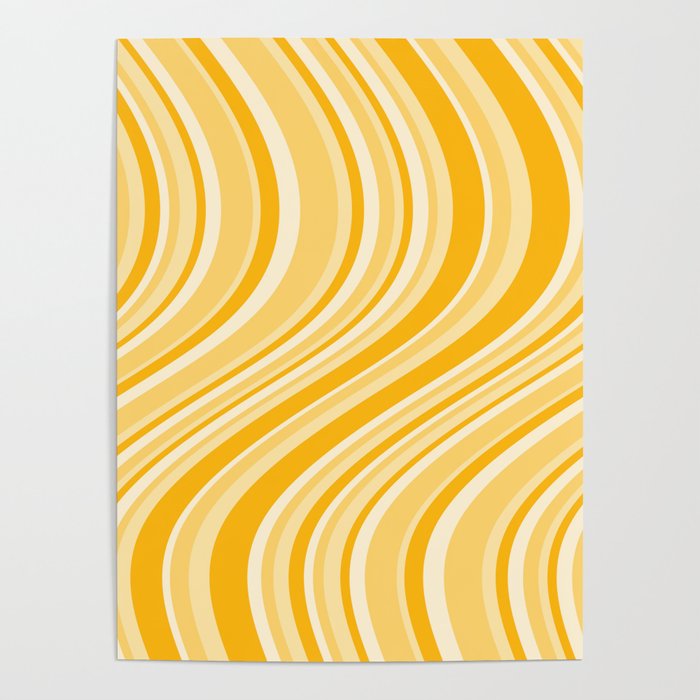 Wavy Stripes XXII - Golden Sunshine Yellow Poster Gallery Image 1