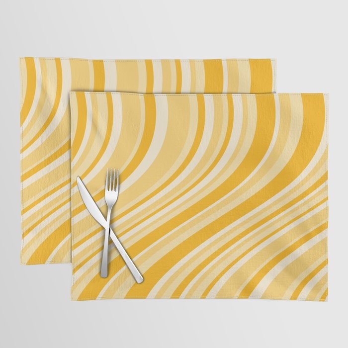 Wavy Stripes XXII - Golden Sunshine Yellow Placemat Gallery Image 1
