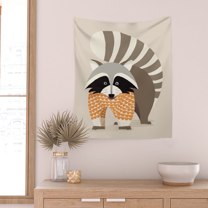 Whimsical Raccoon Wall Tapestry Gallery Image 2