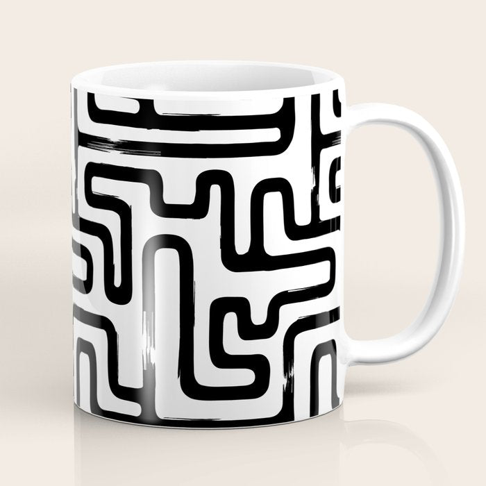 Hand drawn paint brush line pattern Coffee Mug Gallery Image 1