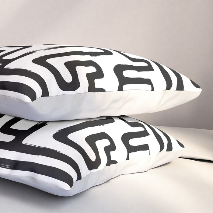 Hand drawn paint brush line pattern Pillow Sham Gallery Image 3