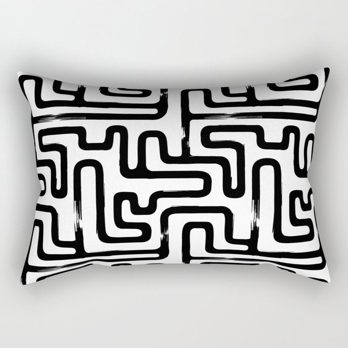 Hand drawn paint brush line pattern Rectangular Pillow Gallery Image 1