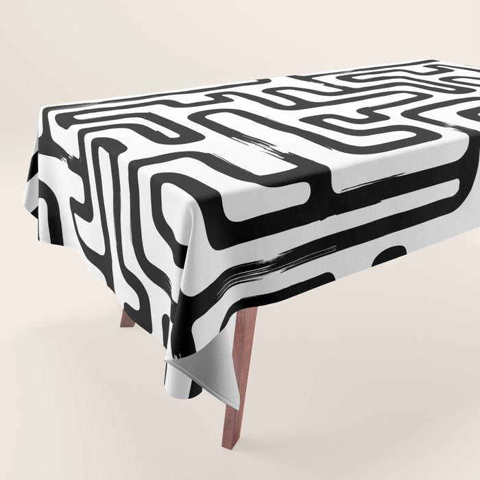Hand drawn paint brush line pattern Tablecloth Gallery Image 1
