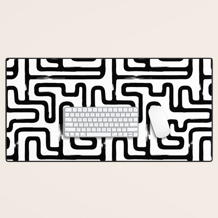 Hand drawn paint brush line pattern Desk Mat Gallery Image 1