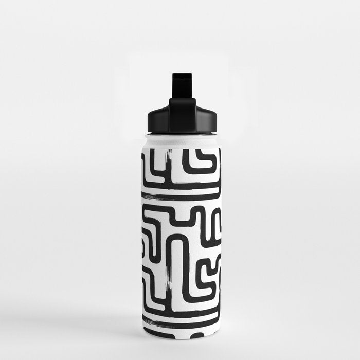 Hand drawn paint brush line pattern Water Bottle Gallery Image 2