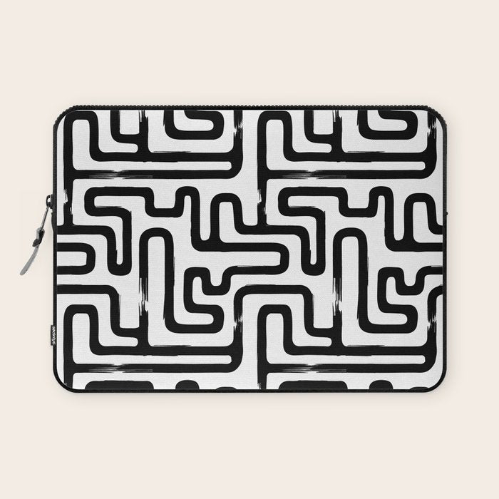 Hand drawn paint brush line pattern Laptop Sleeve Gallery Image 1