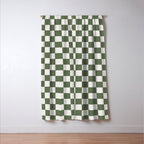Soft Checkerboard Muted Green Window Curtain Gallery Image 3
