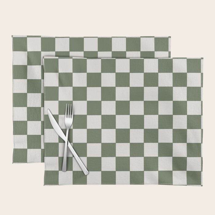 Soft Checkerboard Muted Green Placemat Gallery Image 1