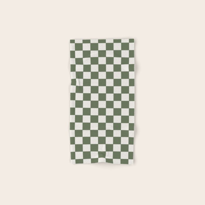 Soft Checkerboard Muted Green Bath Towel Gallery Image 1