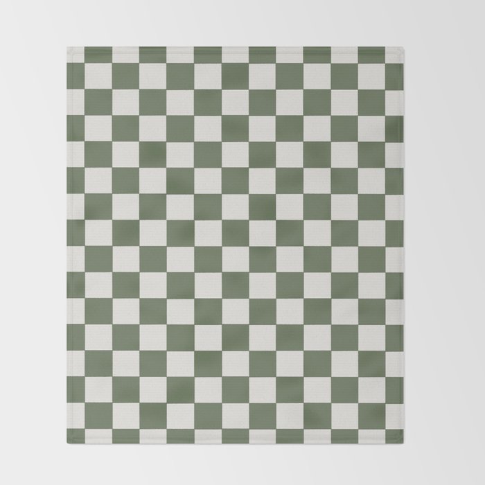 Soft Checkerboard Muted Green Throw Blanket Gallery Image 2