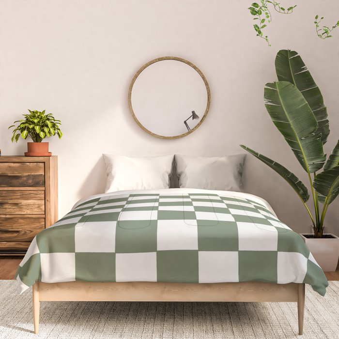 Soft Checkerboard Muted Green Comforter Gallery Image 3