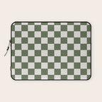 Soft Checkerboard Muted Green Laptop Sleeve Gallery Image 1