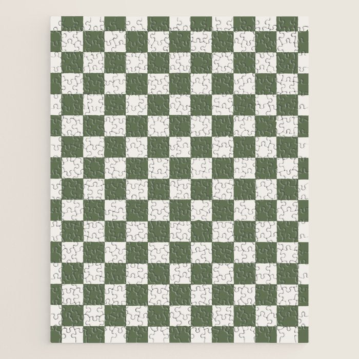 Soft Checkerboard Muted Green Jigsaw Puzzle Gallery Image 1