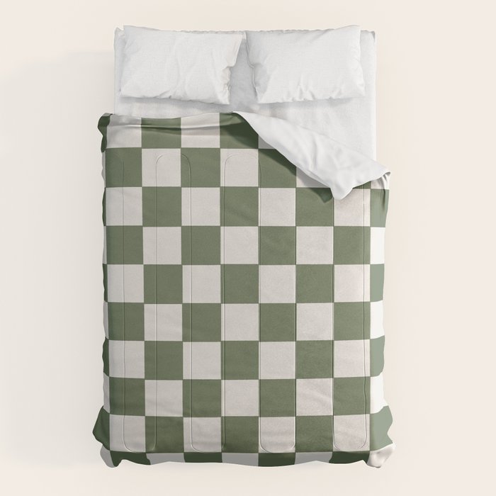 Soft Checkerboard Muted Green Comforter Gallery Image 6