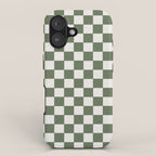 Soft Checkerboard Muted Green iPhone Case Gallery Image 1