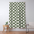Soft Checkerboard Muted Green Window Curtain Gallery Image 5