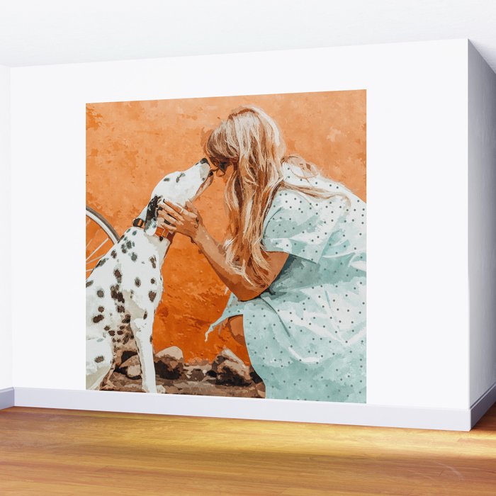 Pet Bound | Dalmatian Dog Lover Friendship Companion | Modern Bohemian Woman Puppy Animals Love Wall Mural Gallery Image 2