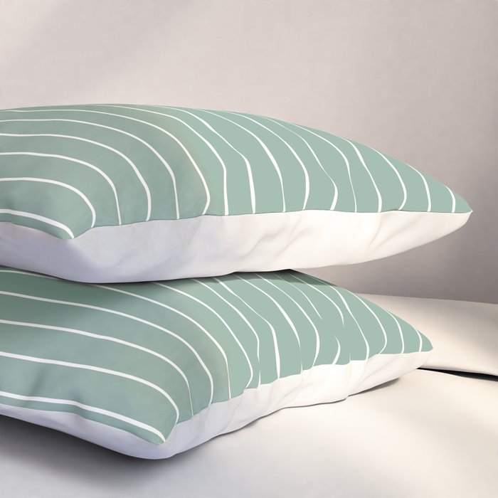 Minimal Arch XXXVII Natural Green Modern Geometric Lines Pillow Sham Gallery Image 3