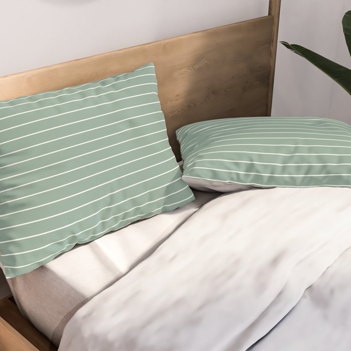 Minimal Arch XXXVII Natural Green Modern Geometric Lines Pillow Sham Gallery Image 2