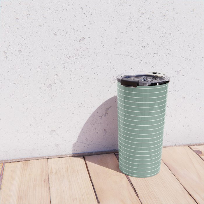 Minimal Arch XXXVII Natural Green Modern Geometric Lines Travel Mug Gallery Image 4
