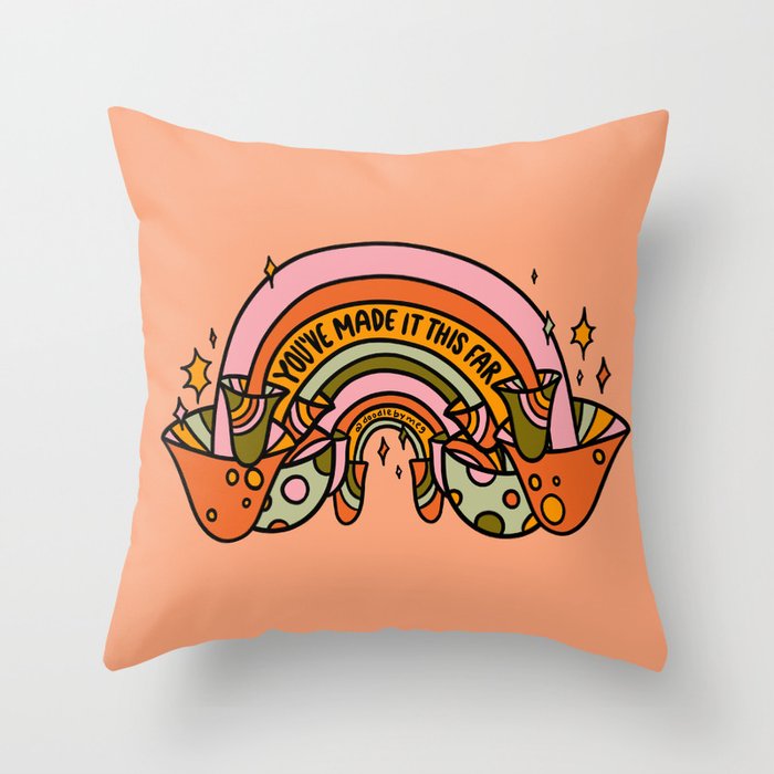 Mushroom Rainbow Throw Pillow Gallery Image 1