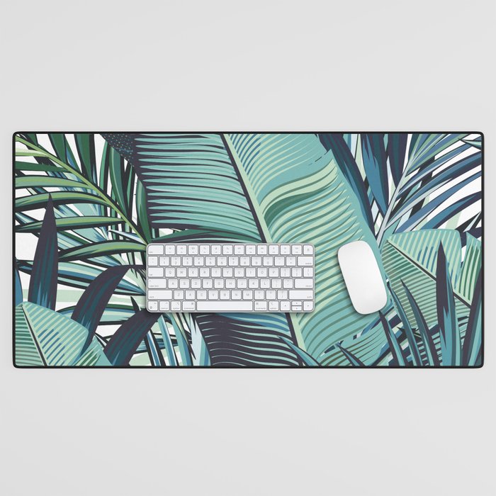Tropical, Palm Trees, Green and Blue, Abstract Desk Mat Gallery Image 1