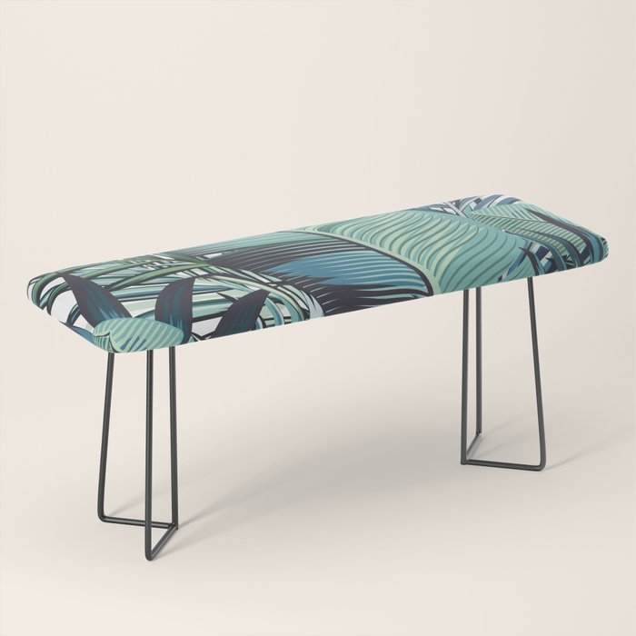Tropical, Palm Trees, Green and Blue, Abstract Bench Gallery Image 1