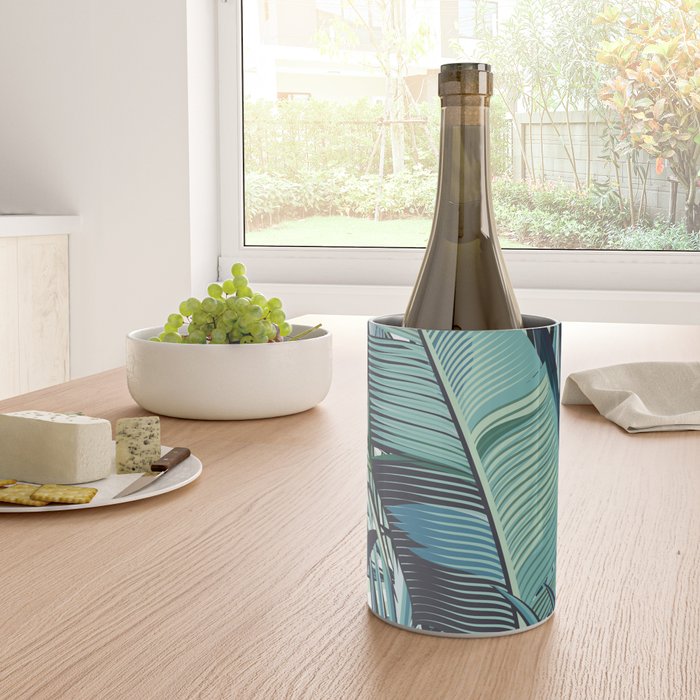 Tropical, Palm Trees, Green and Blue, Abstract Wine Chiller Gallery Image 4