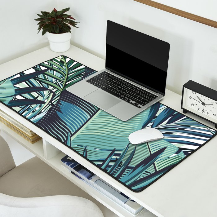 Tropical, Palm Trees, Green and Blue, Abstract Desk Mat Gallery Image 2