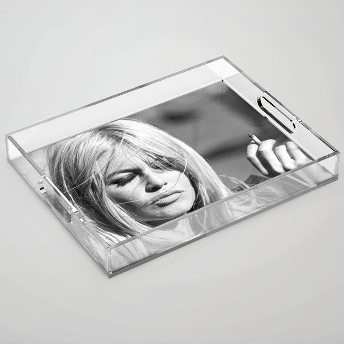 Brigitte Bardot with Cigarette Retro Vintage Art Acrylic Tray Gallery Image 1