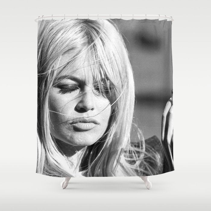 Brigitte Bardot with Cigarette Retro Vintage Art Shower Curtain Gallery Image 1