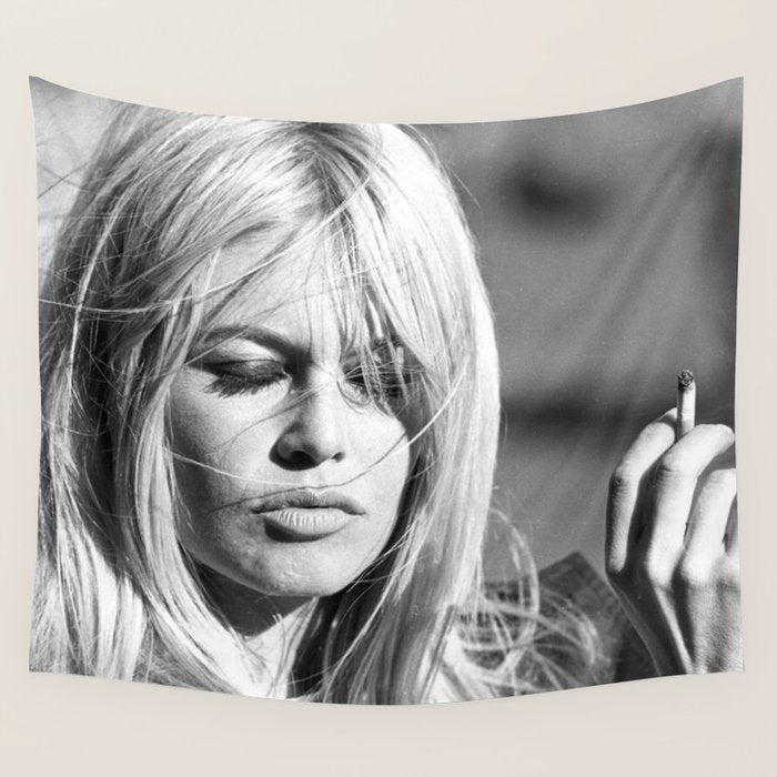 Brigitte Bardot with Cigarette Retro Vintage Art Wall Tapestry Gallery Image 1