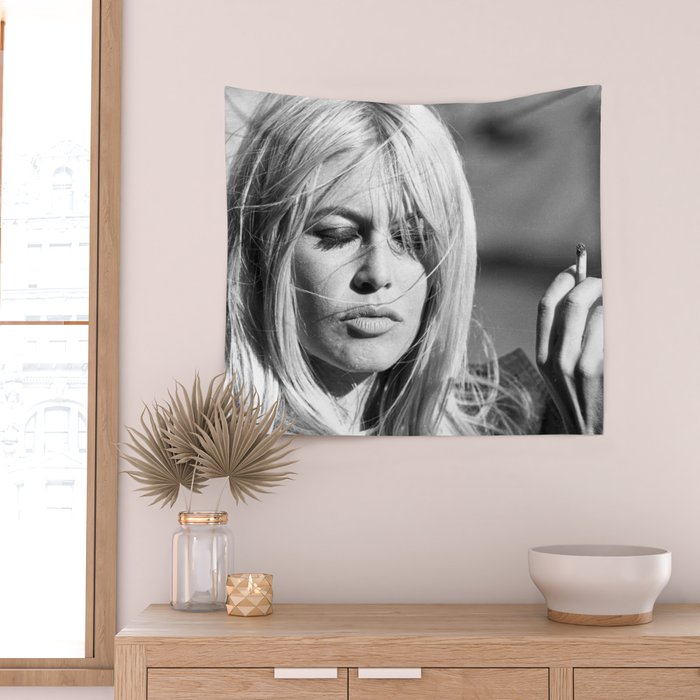 Brigitte Bardot with Cigarette Retro Vintage Art Wall Tapestry Gallery Image 2